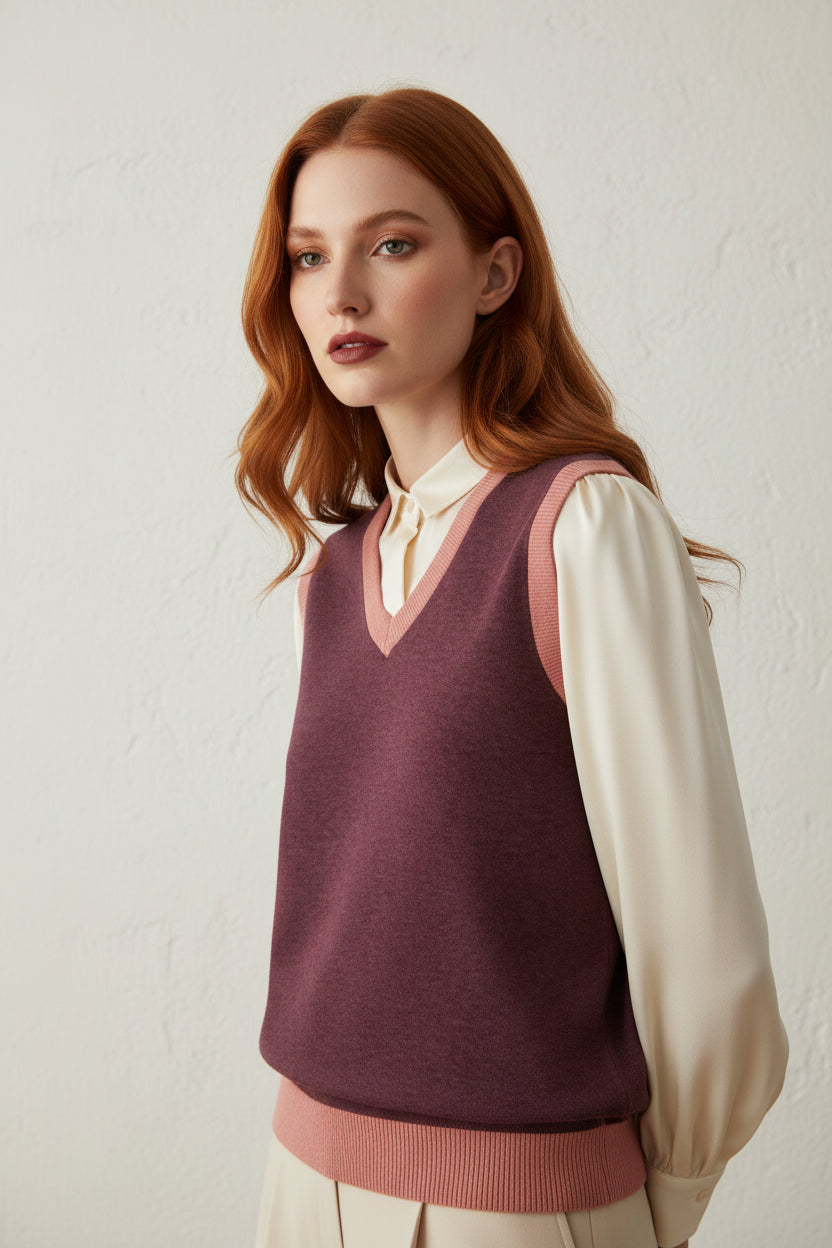 Knit V-Neck Vest Save The Wildlife