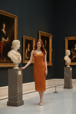 Estrella Artisan Tie-Strap Midi Dress