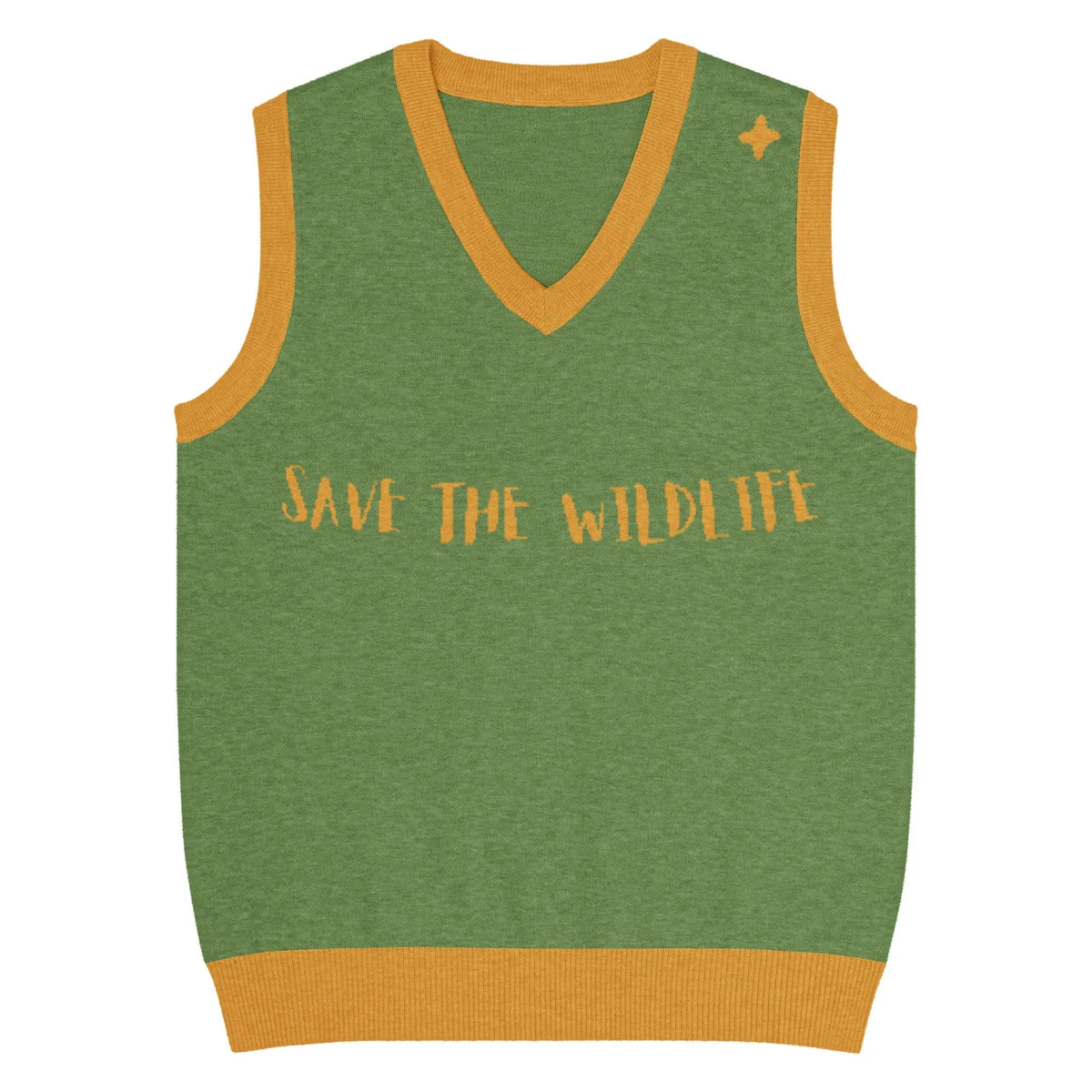 Knit V-Neck Vest Save The Wildlife
