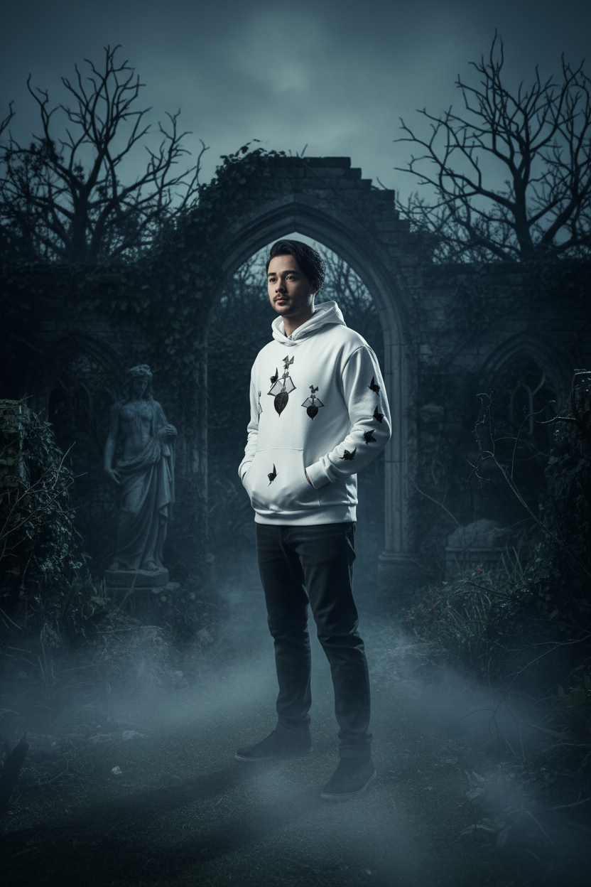 White Bewitched Hoodie - Male Solo Editorial